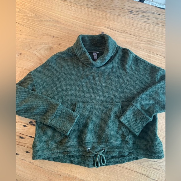 Sweaty Betty Women’s Waffle Cowl Sweatshirt Size XL Green Preowned - Picture 1 of 9